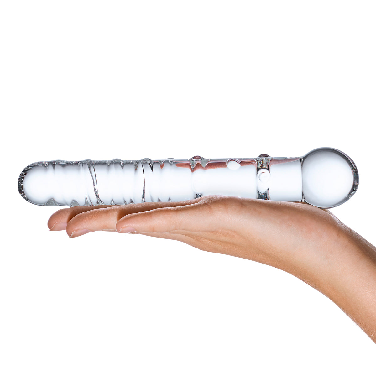 6" Callisto Nubbed Clear Rippled Glass Dildo