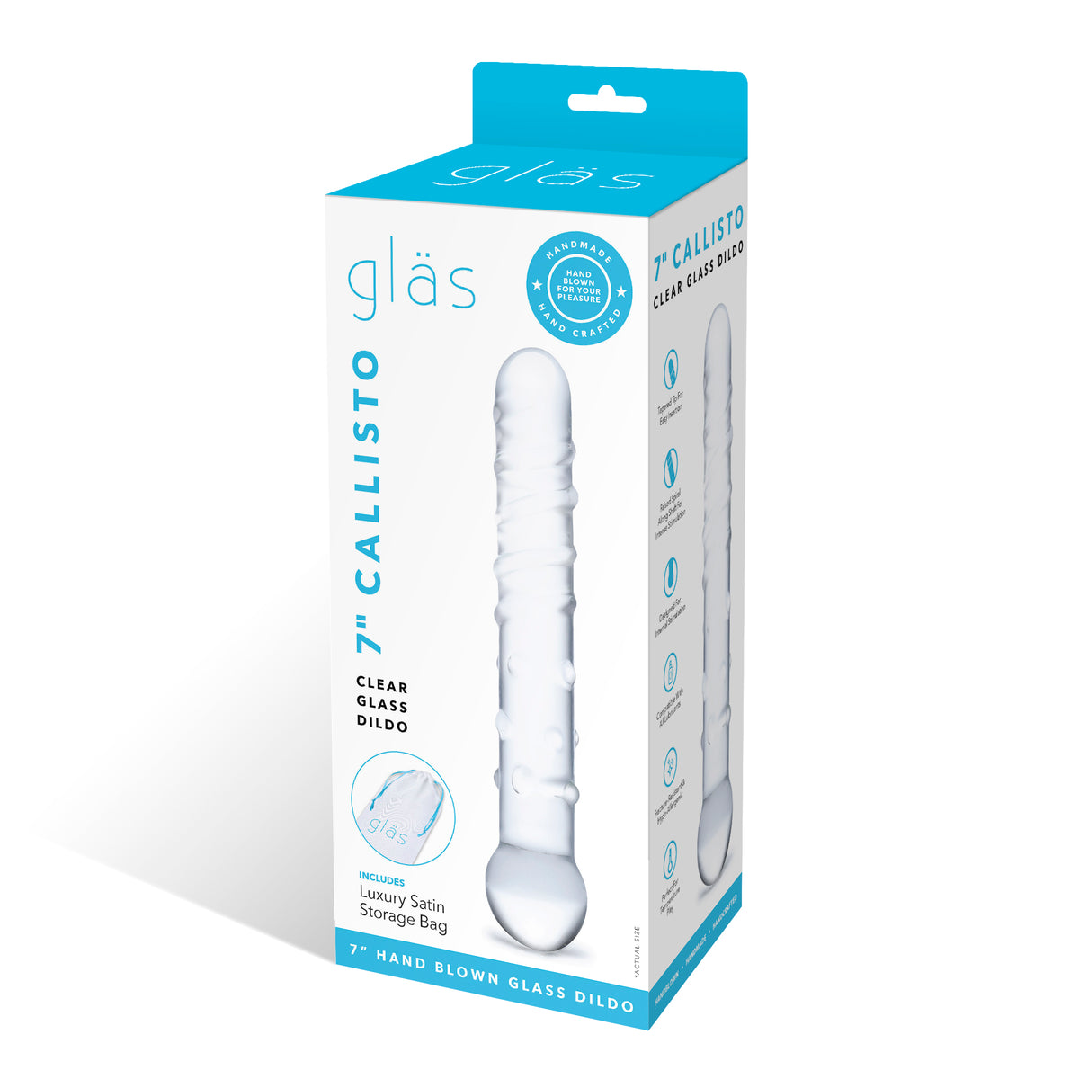 6" Callisto Nubbed Clear Rippled Glass Dildo