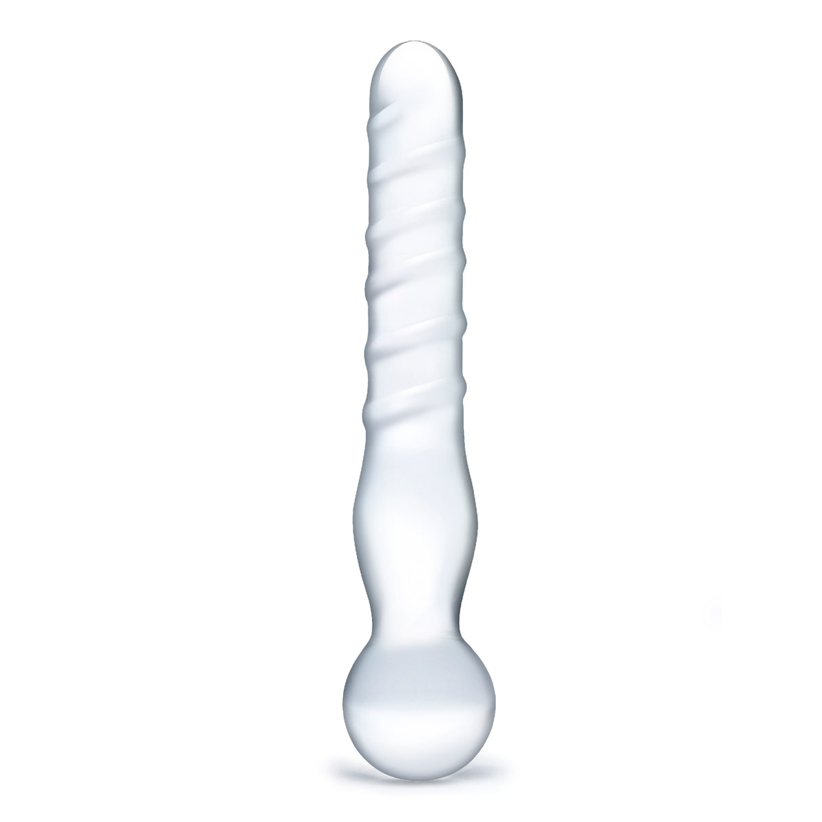 5.75" Joystick Spiral Clear RIppled Glass Dildo