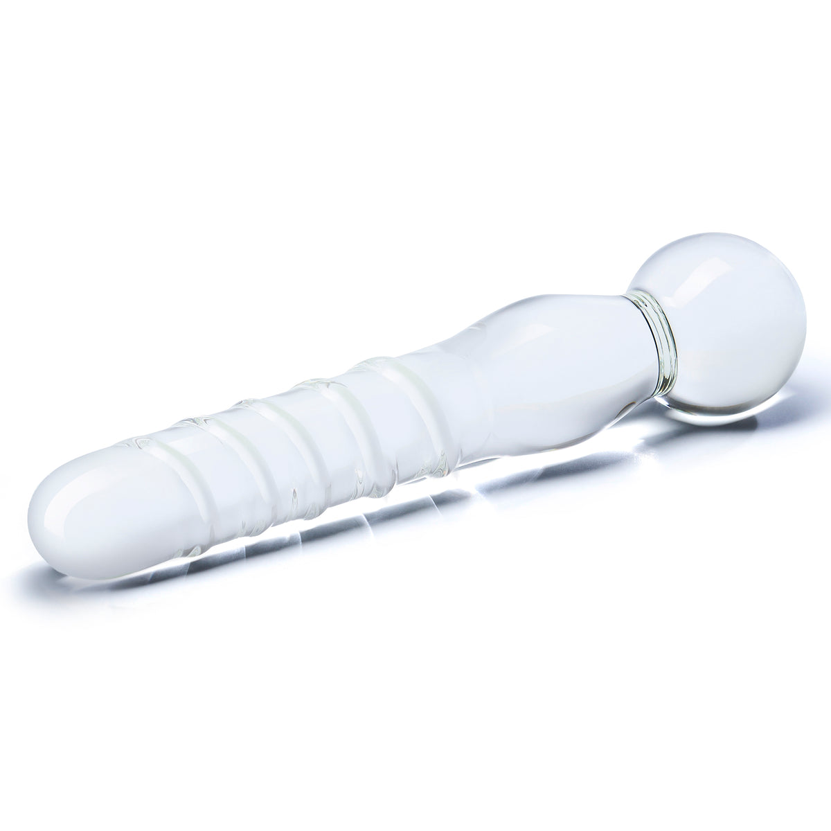5.75" Joystick Spiral Clear RIppled Glass Dildo
