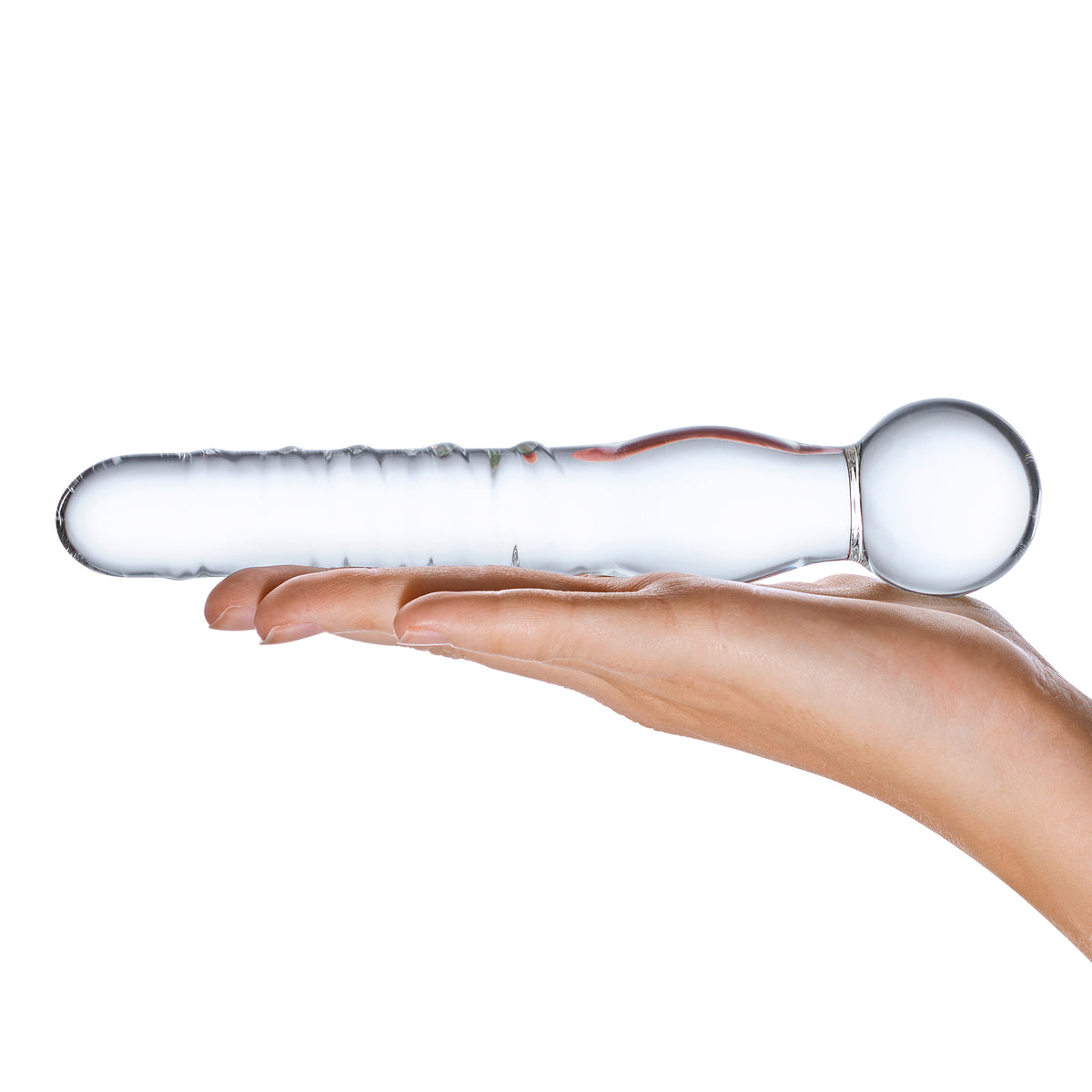 5.75" Joystick Spiral Clear RIppled Glass Dildo