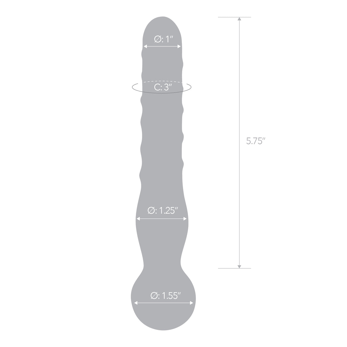 5.75" Joystick Spiral Clear RIppled Glass Dildo
