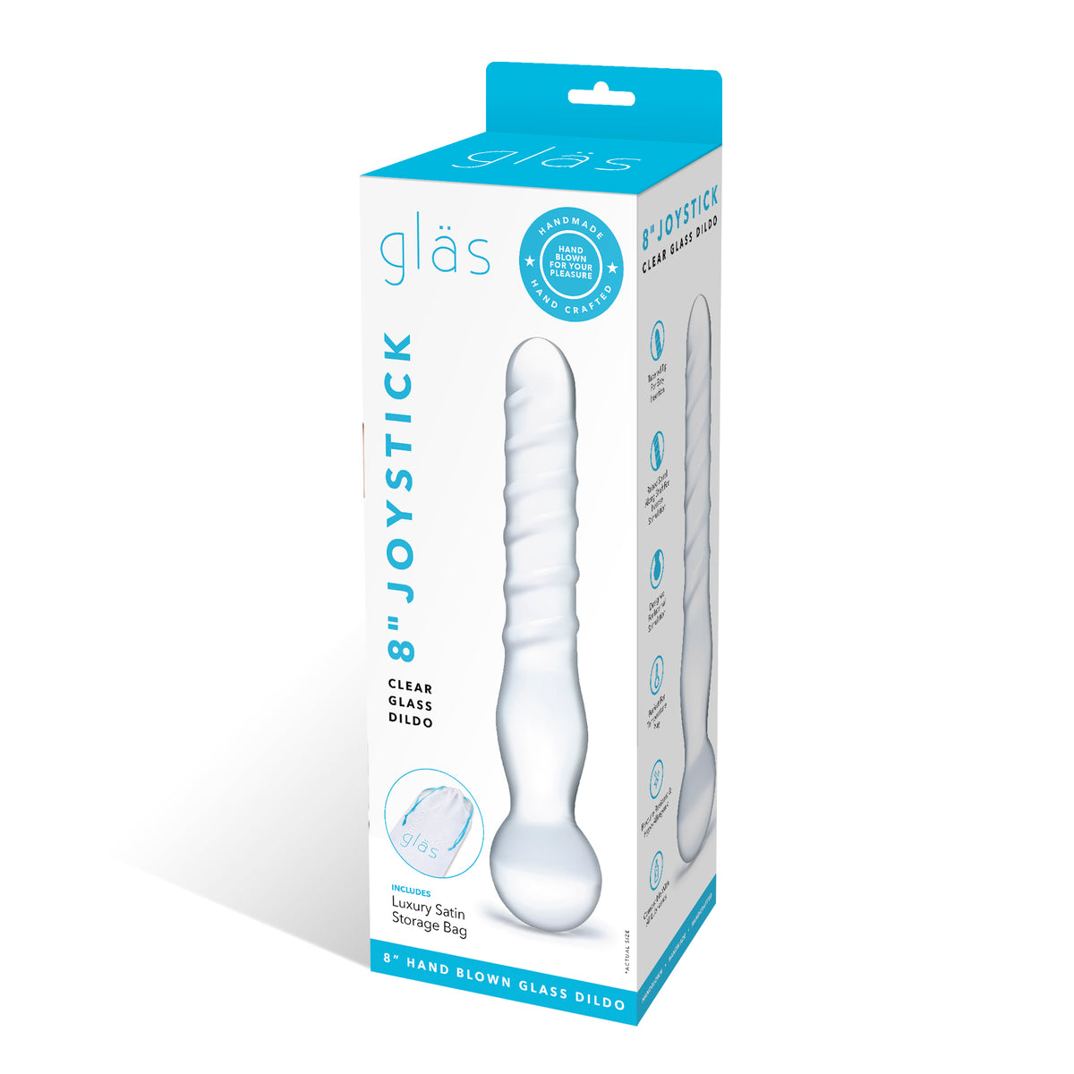 5.75" Joystick Spiral Clear RIppled Glass Dildo