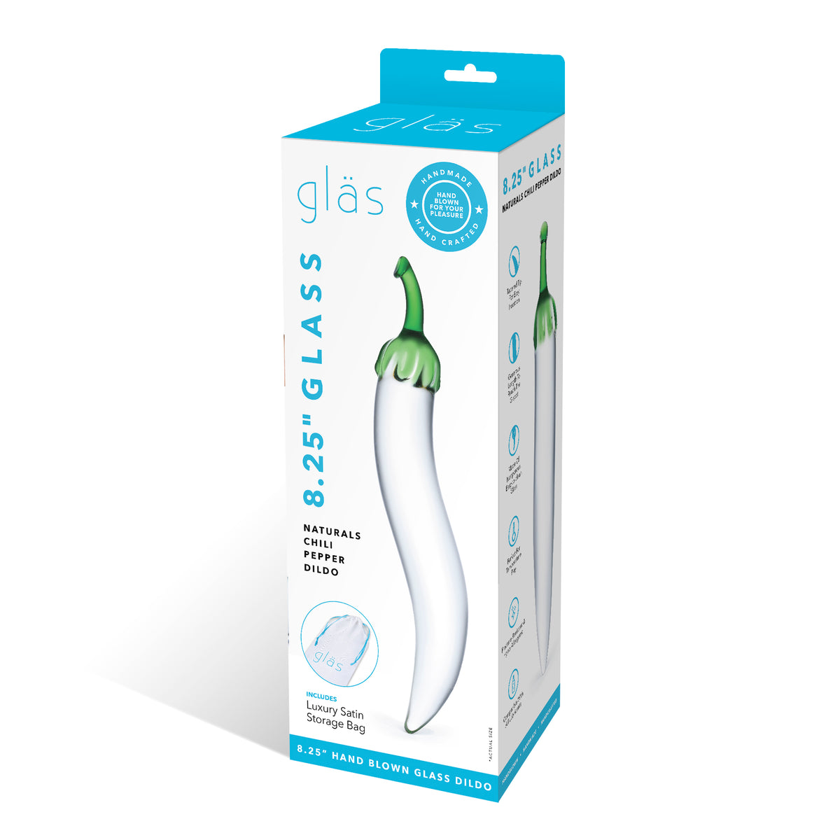 7" Naturals Chili Pepper Curved Glass Dildo