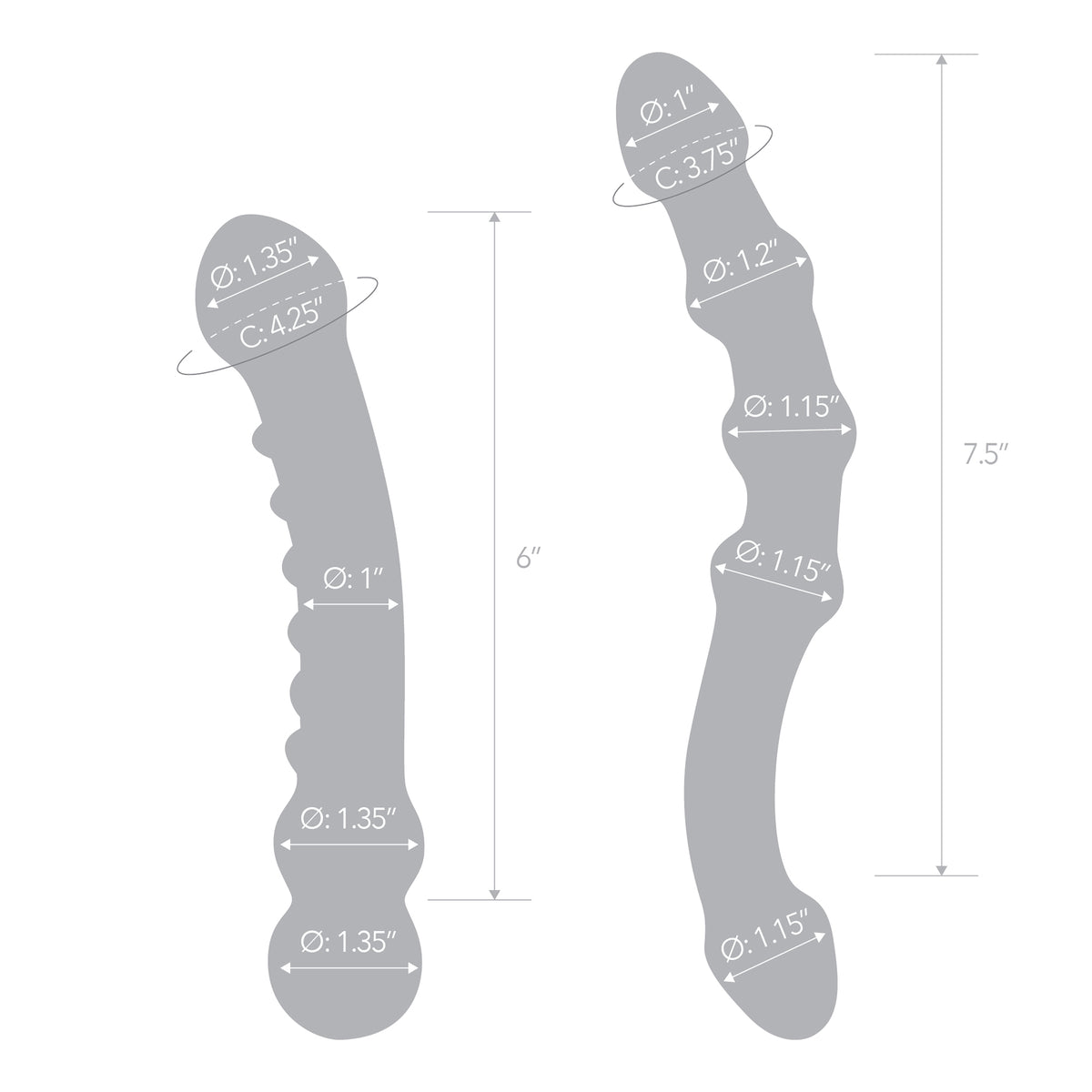 2-Piece Double Pleasure Glass Dildo Set With Beads