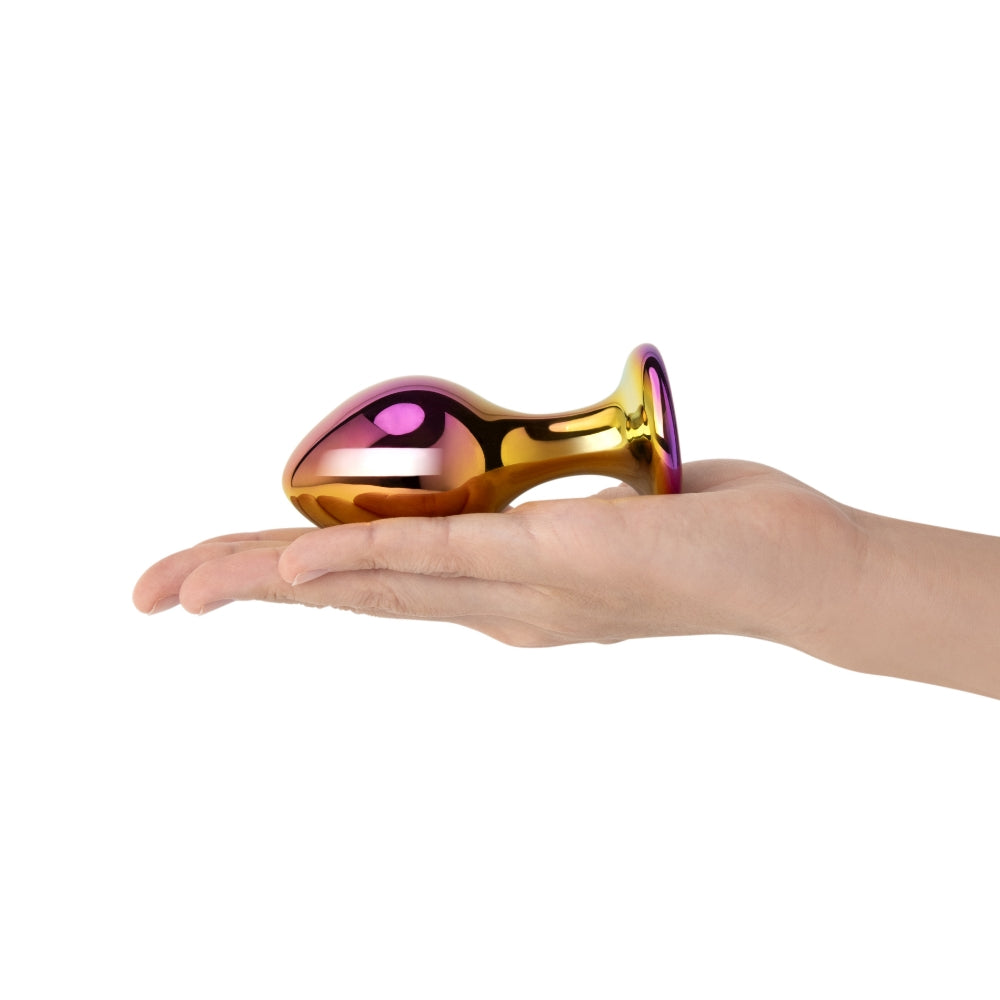 3.5" Iridescent Chrome Bubble Glass Butt Plug