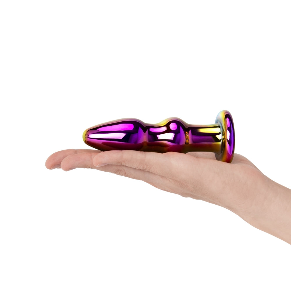 4" Chrome Beaded Glass Butt Plug
