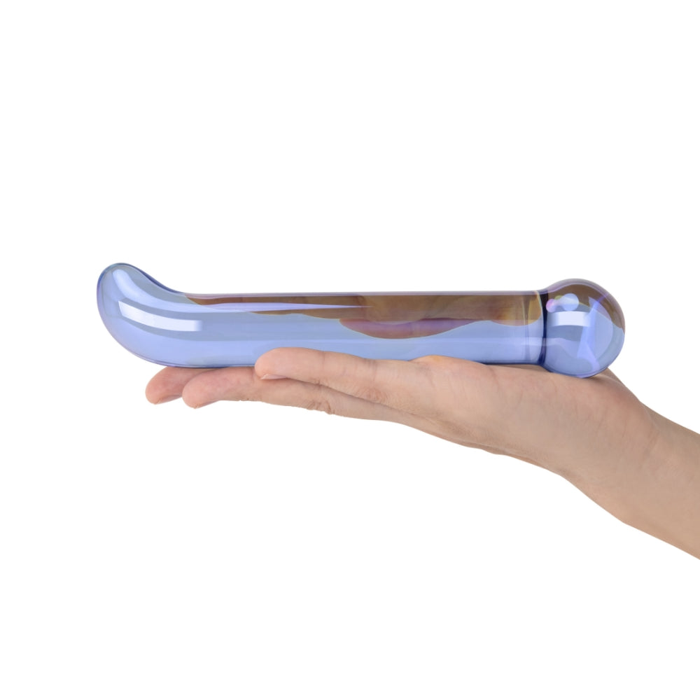 7" Iridescent Chrome G-Spot Glass Dildo