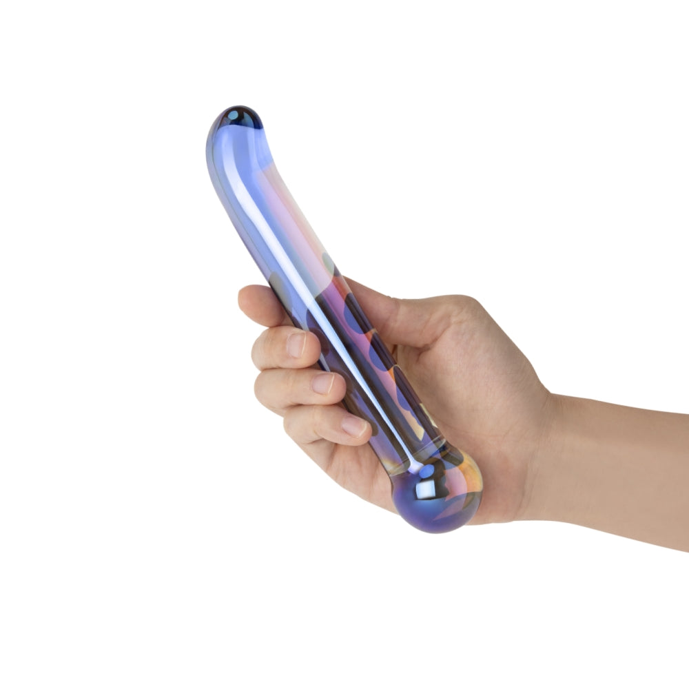 7" Iridescent Chrome G-Spot Glass Dildo