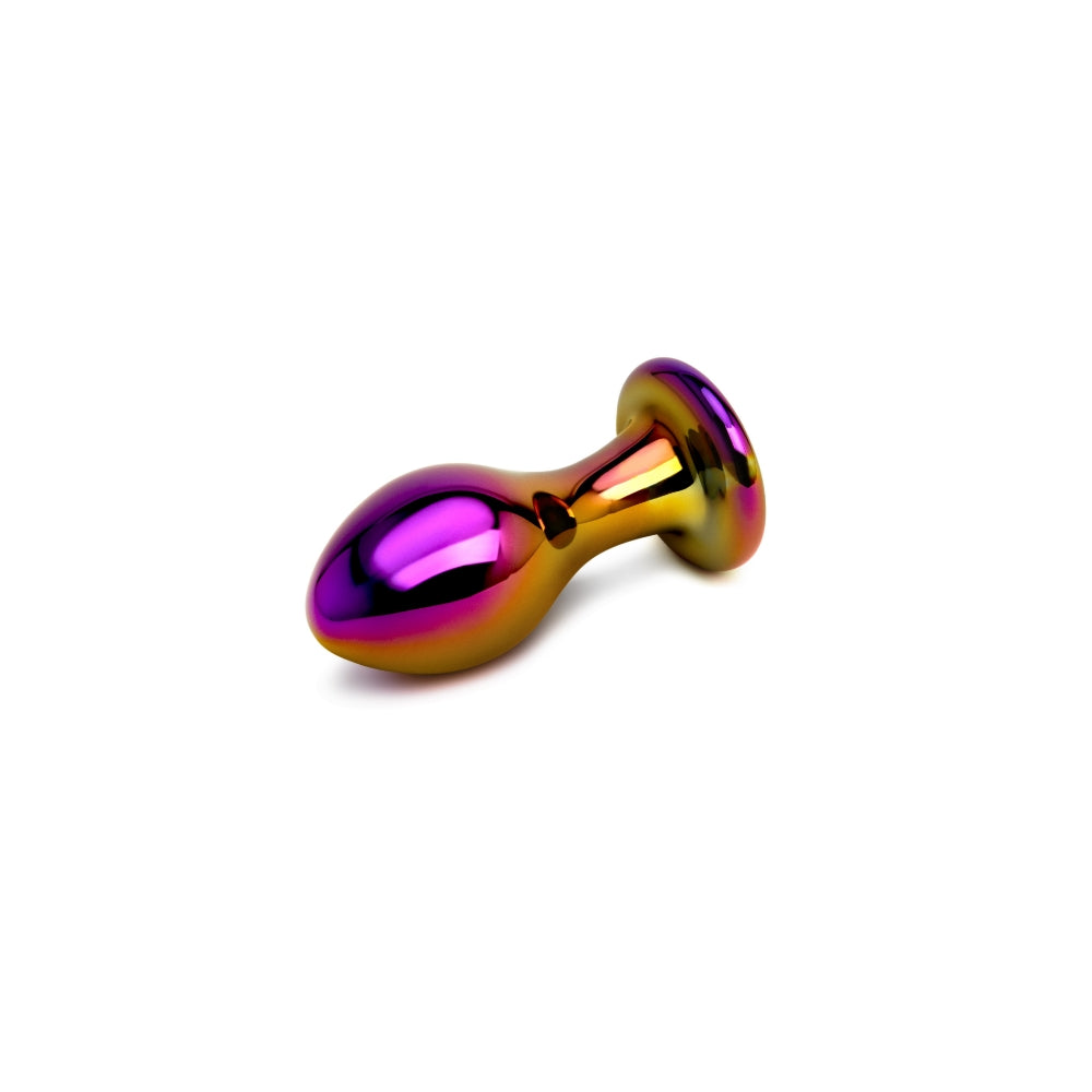 3" Iridescent Chrome Glass Butt Plug
