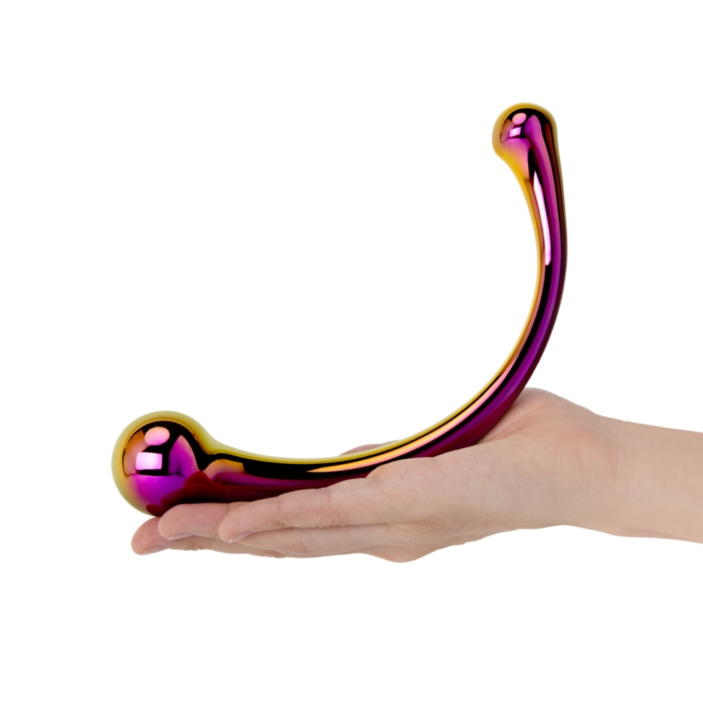 8" Iridescent Chrome Double Ended Glass Dildo