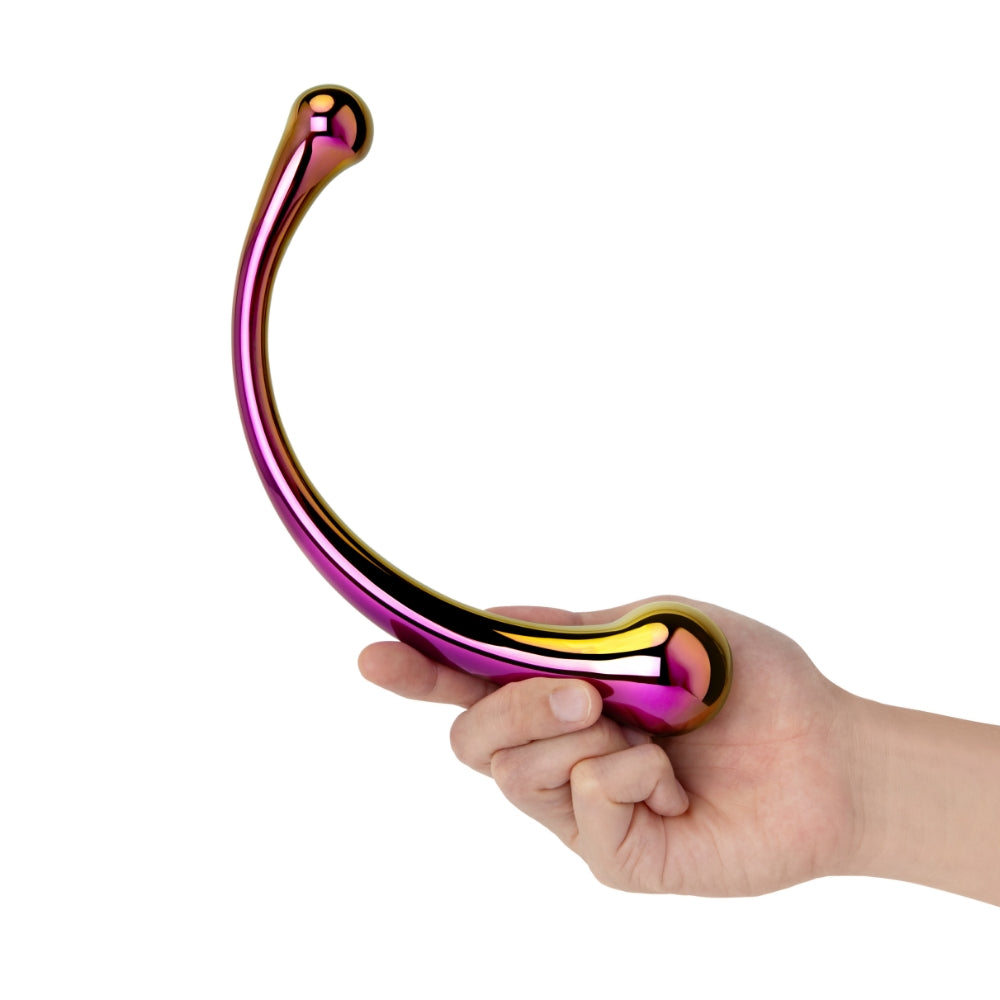 8" Iridescent Chrome Double Ended Glass Dildo