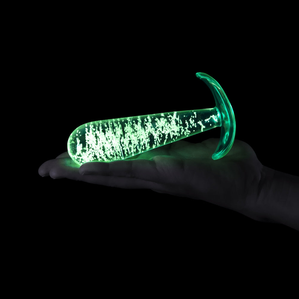 5" Glow-In-The-Dark Tornado Large Glass Butt Plug