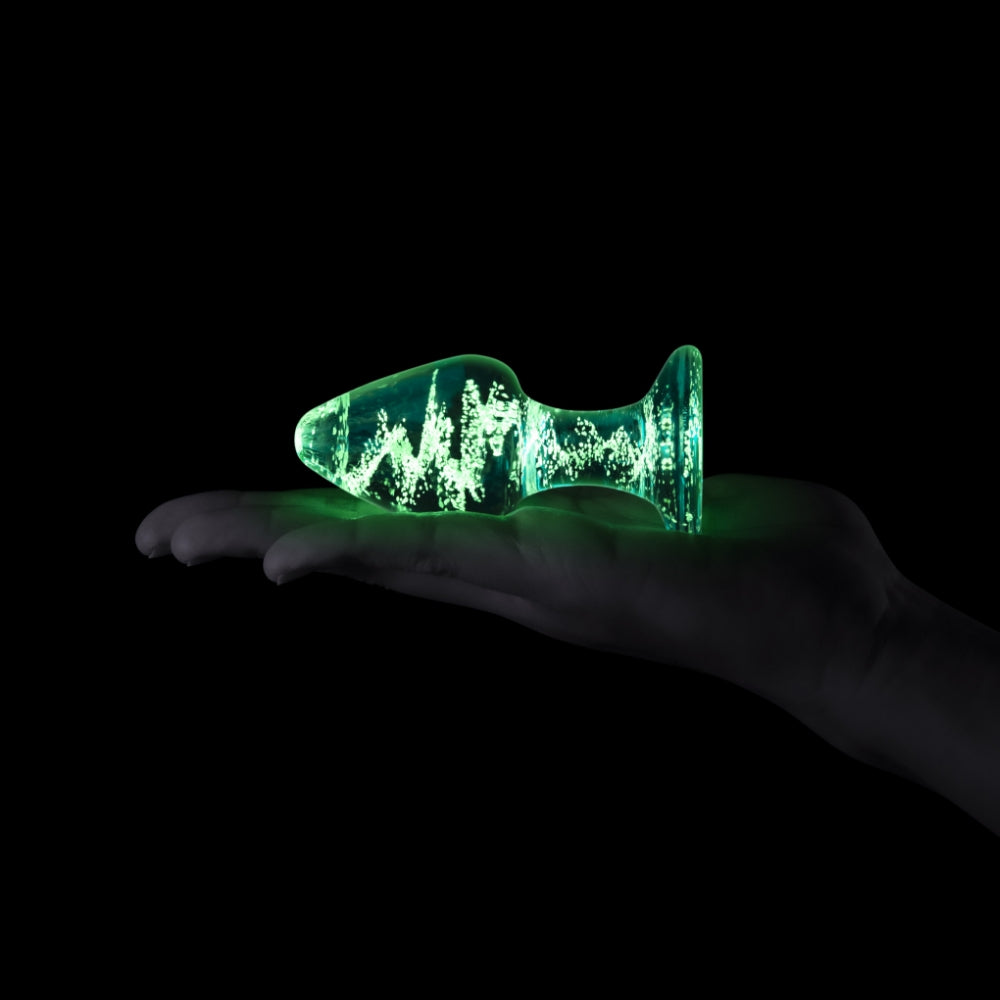 3.5" Glow-In-The-Dark Large Glass Butt Plug