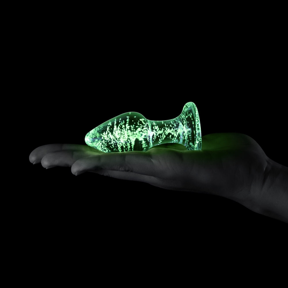 3" Glow-In-The-Dark Tornado Small Glass Butt Plug
