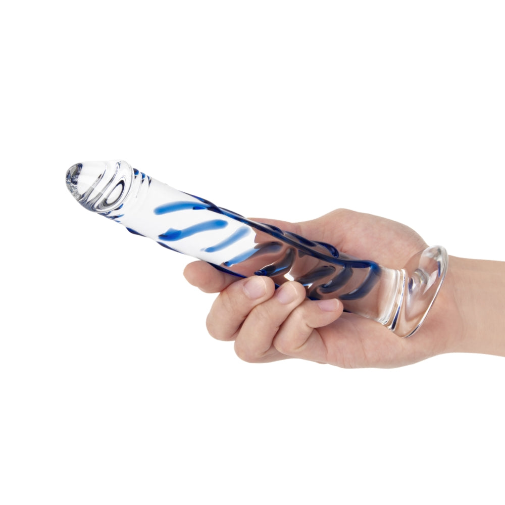 7" Blue Vein Realistic Glass Dildo