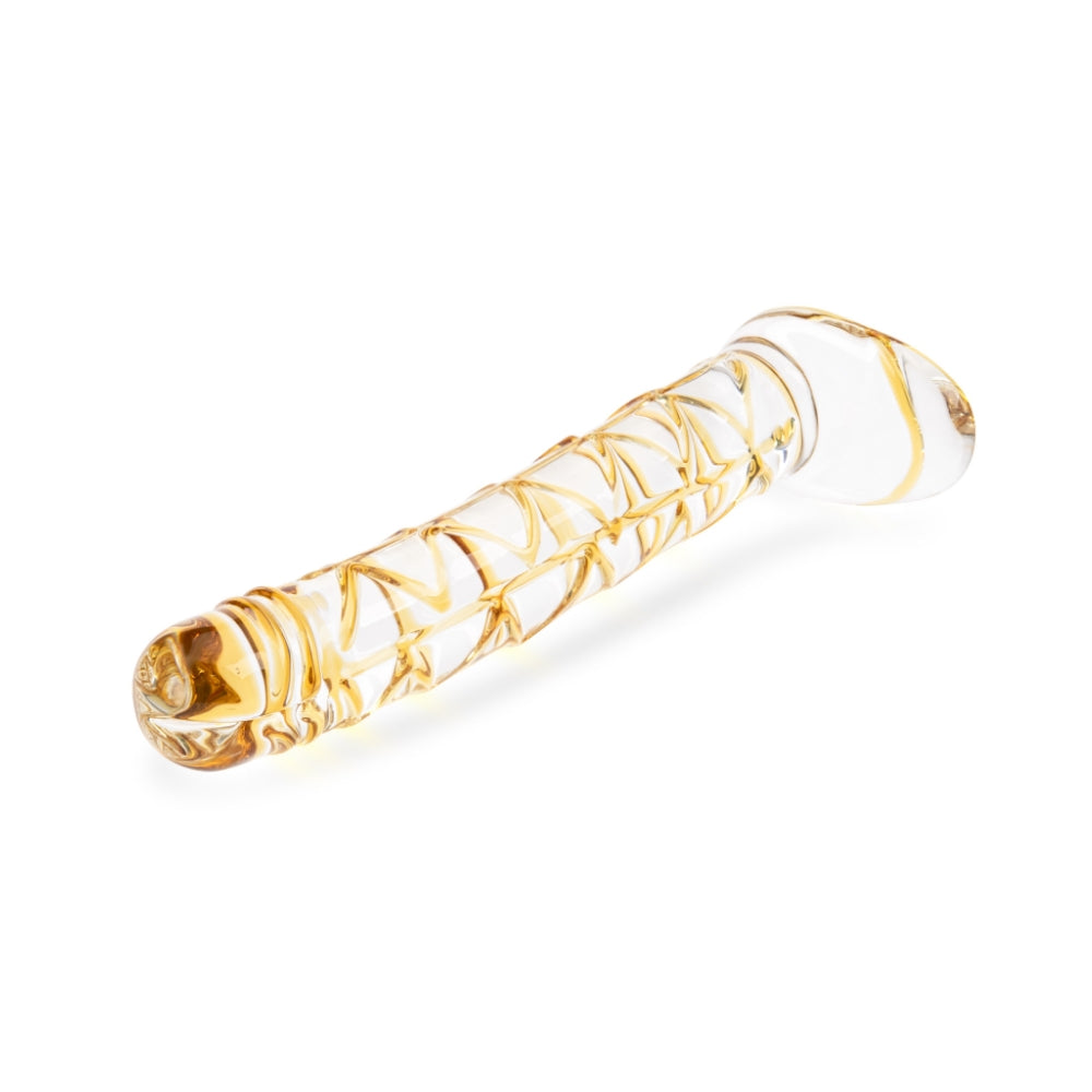 6.5" Orange Textured Penis Glass Dildo