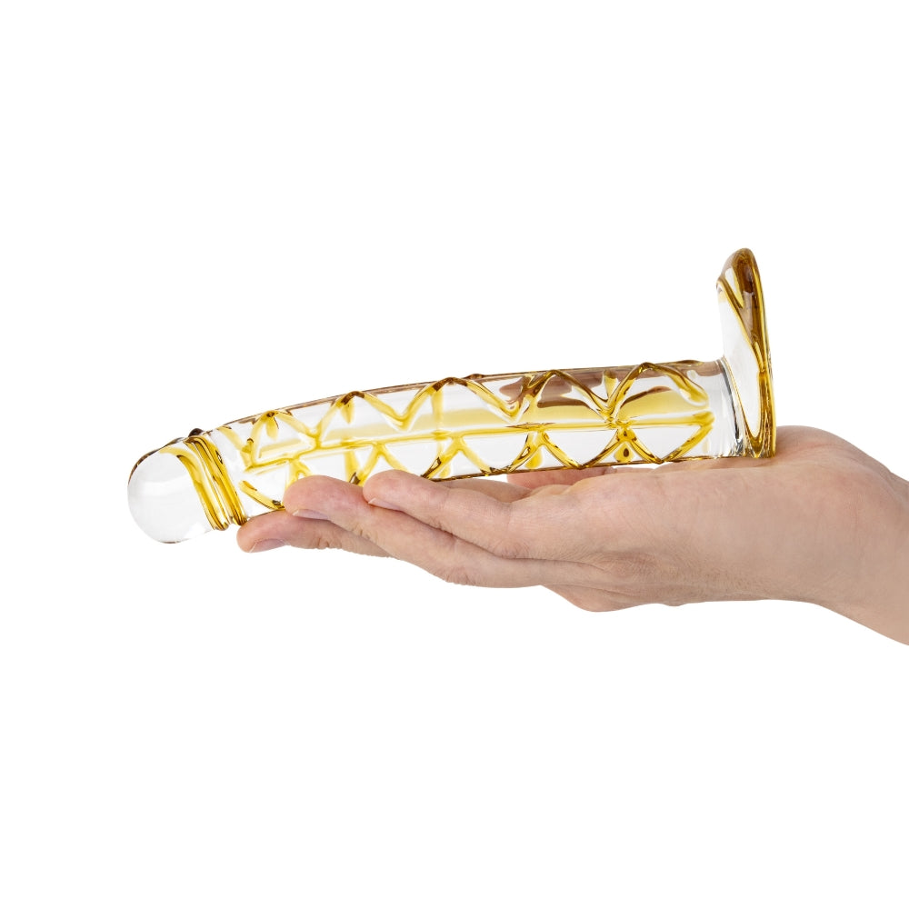 6.5" Orange Textured Penis Glass Dildo