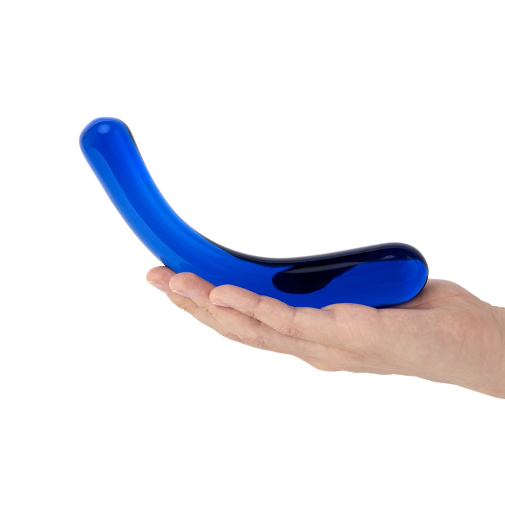 7" Blue Banana Curved Glass Dildo