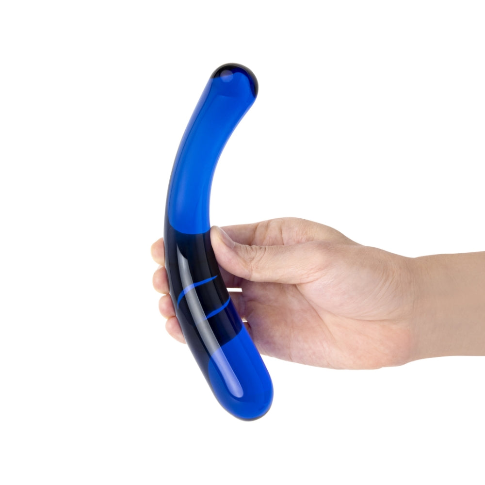 7" Blue Banana Curved Glass Dildo