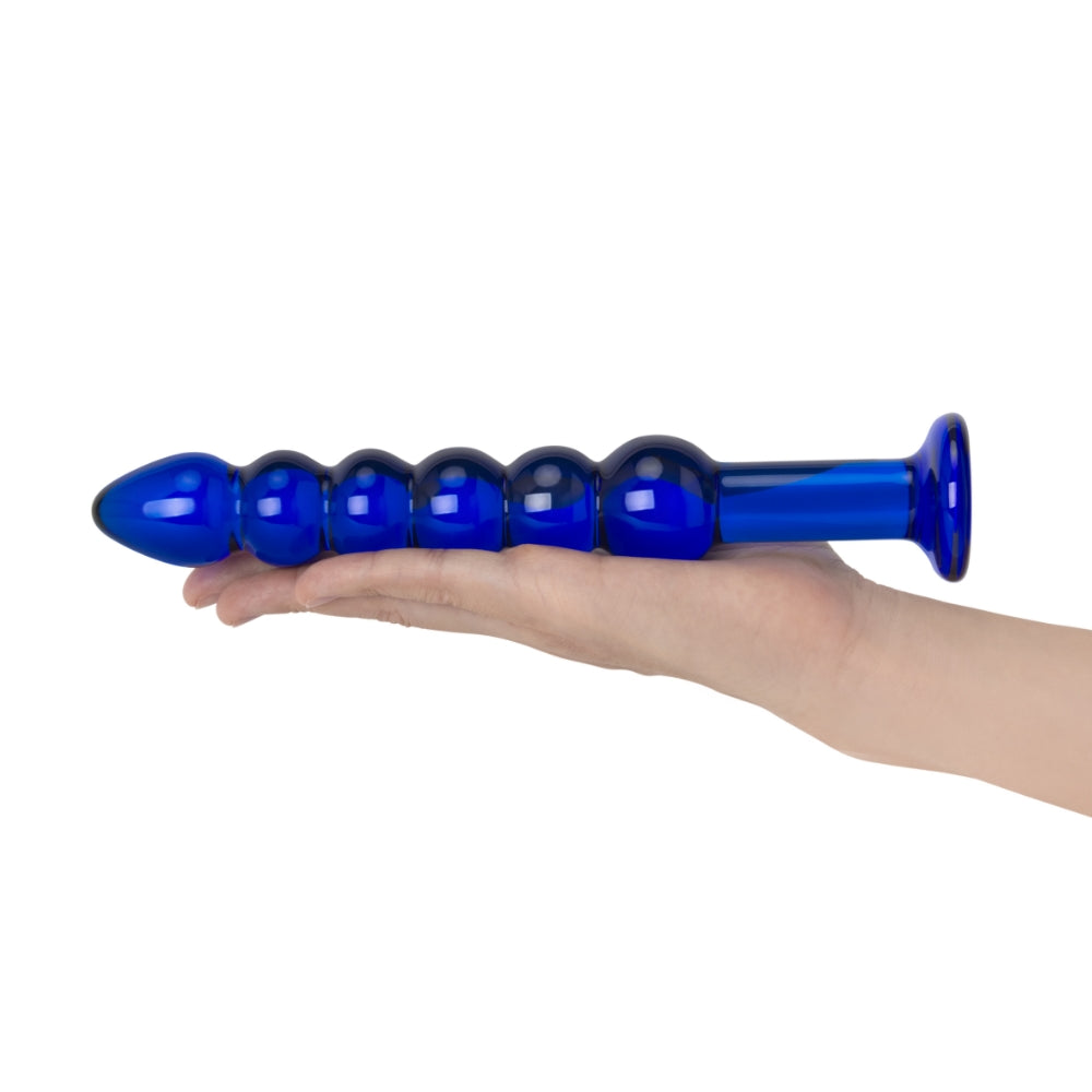 8.5" Deep Blue Glass Anal Beads