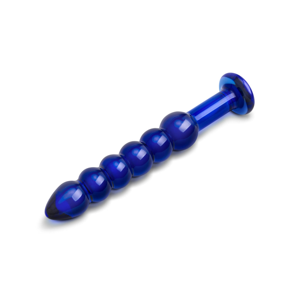 8.5" Deep Blue Glass Anal Beads