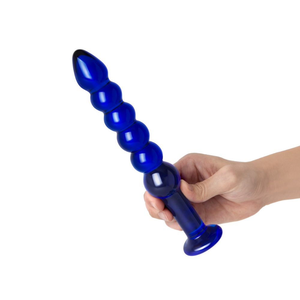 8.5" Deep Blue Glass Anal Beads