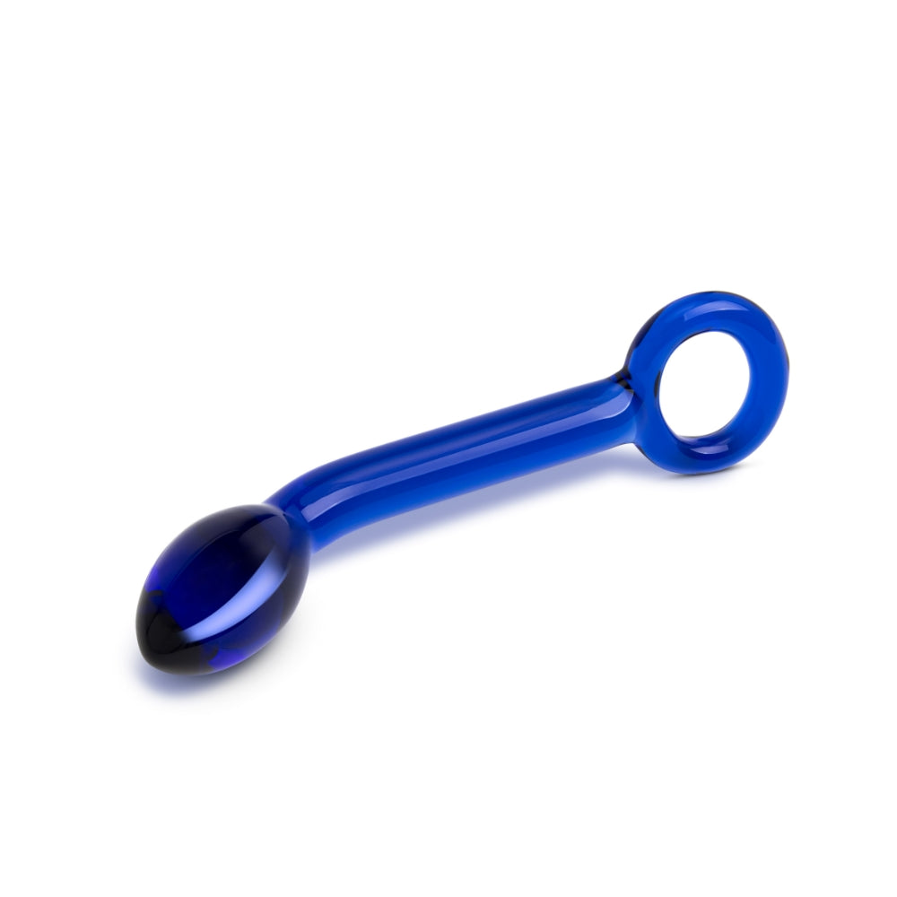 6" Blue Curved Glass Anal Dildo