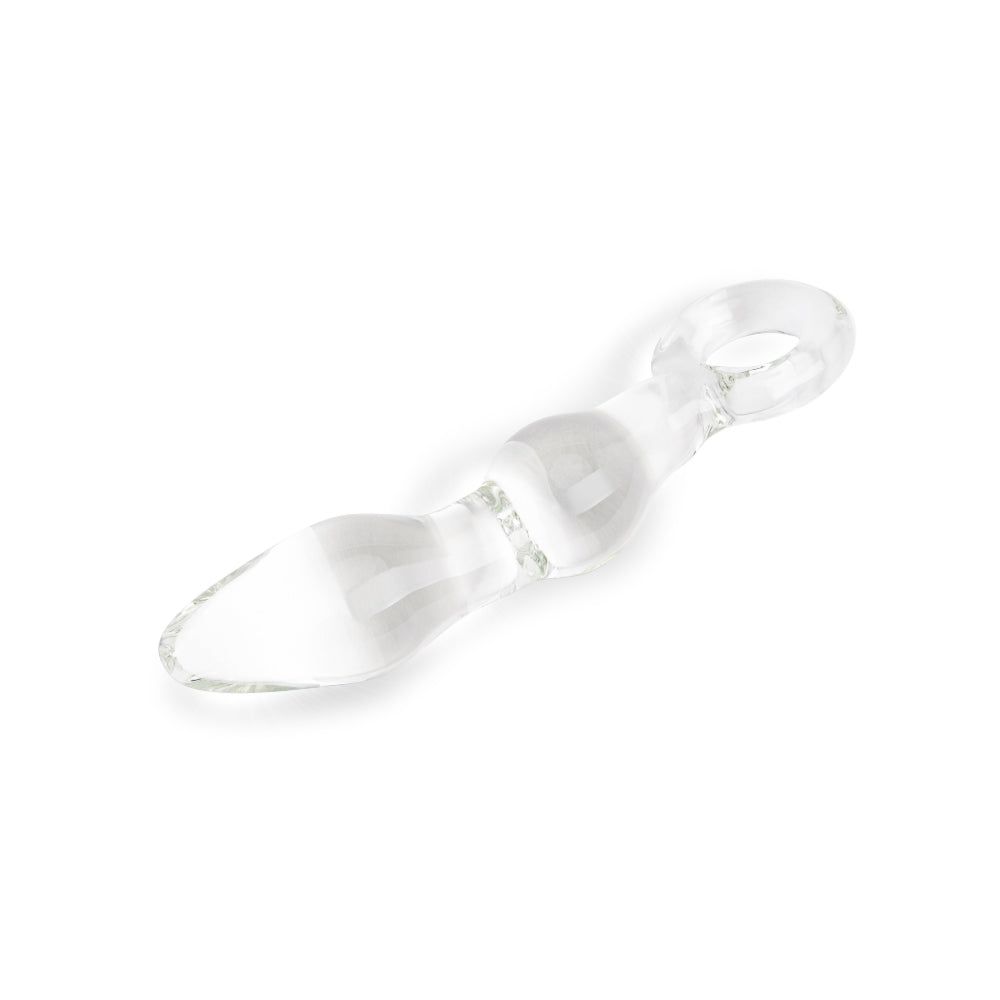 5" Curved Beaded Glass Butt Plug