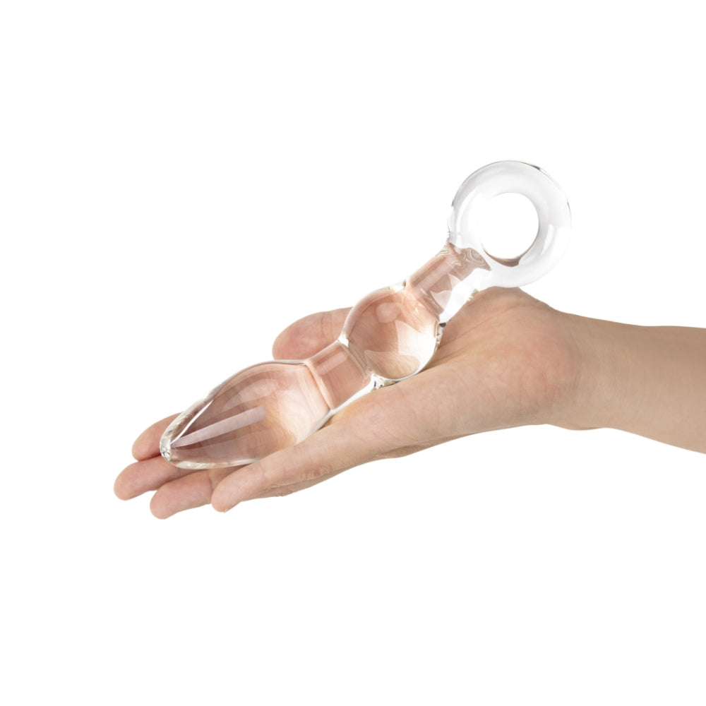 5" Curved Beaded Glass Butt Plug