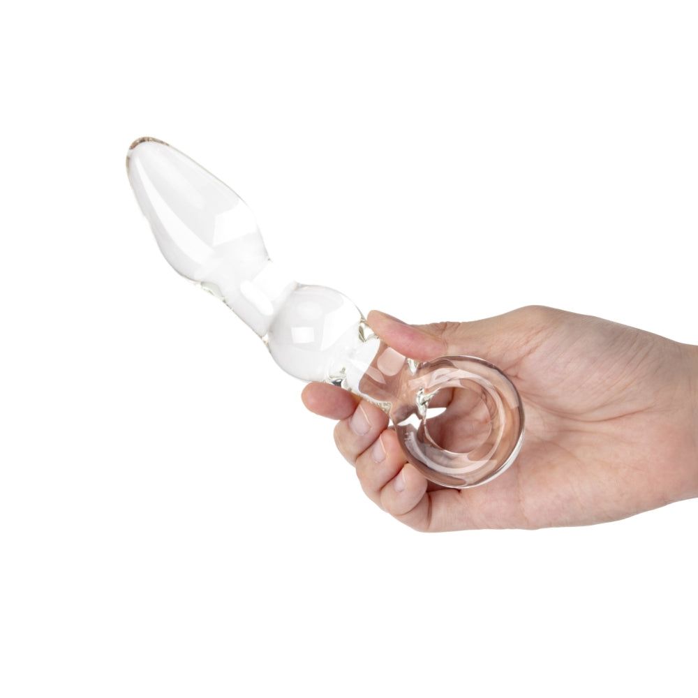 5" Curved Beaded Glass Butt Plug