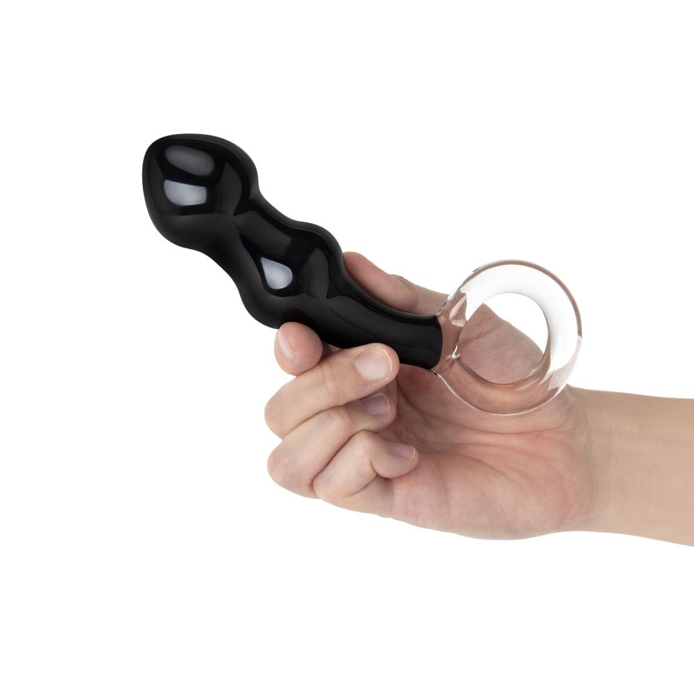 6" Black Beaded Butt Plug