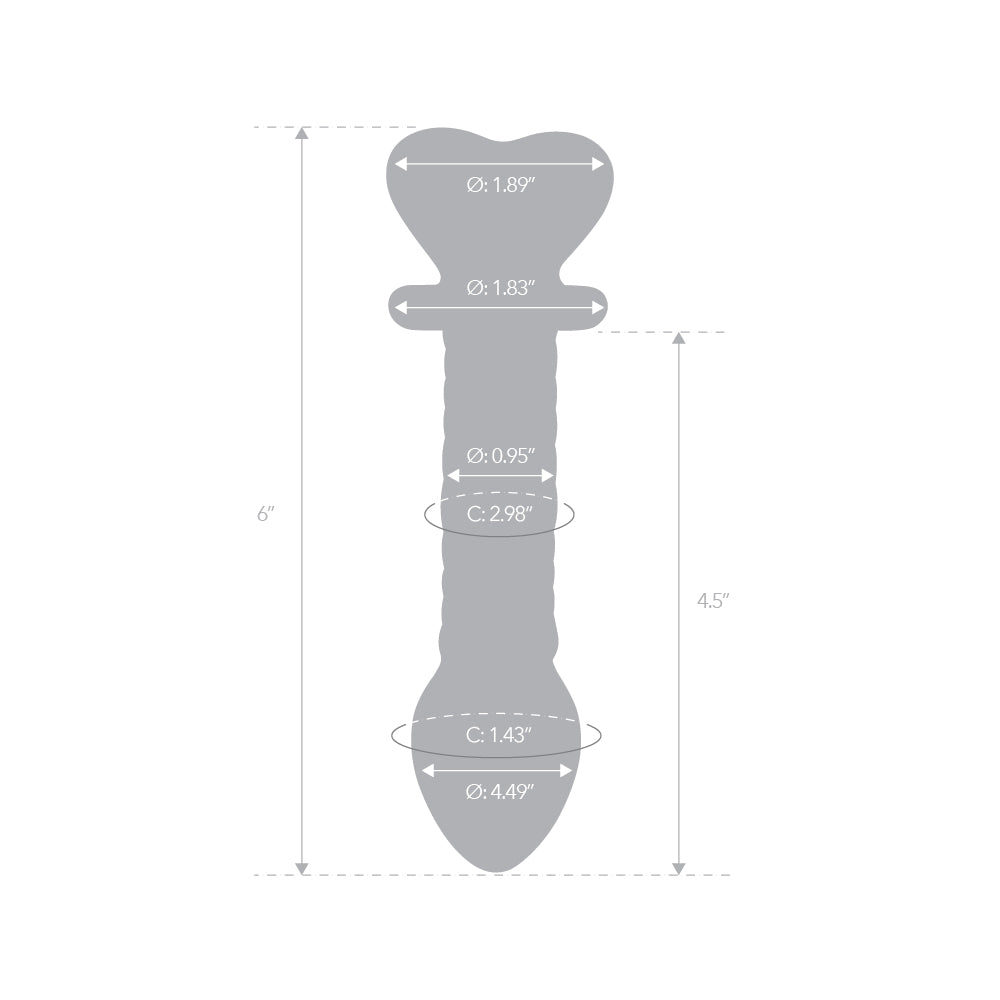 6.25" Pink Love Crystal Heart Ribbed Dildo