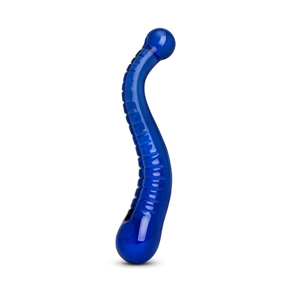 8" Blue S-Swerve Ribbed Dildo