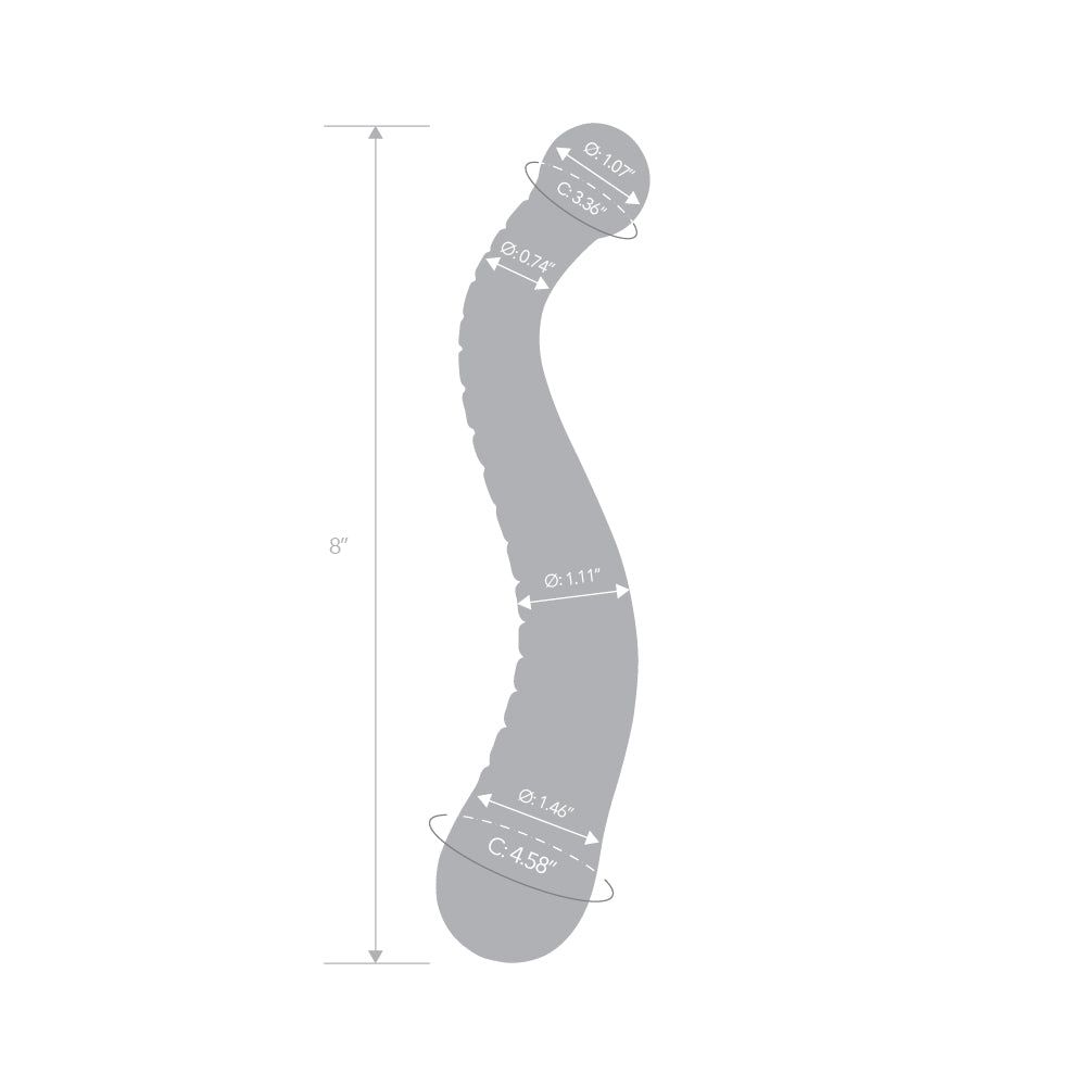 8" Blue S-Swerve Ribbed Dildo