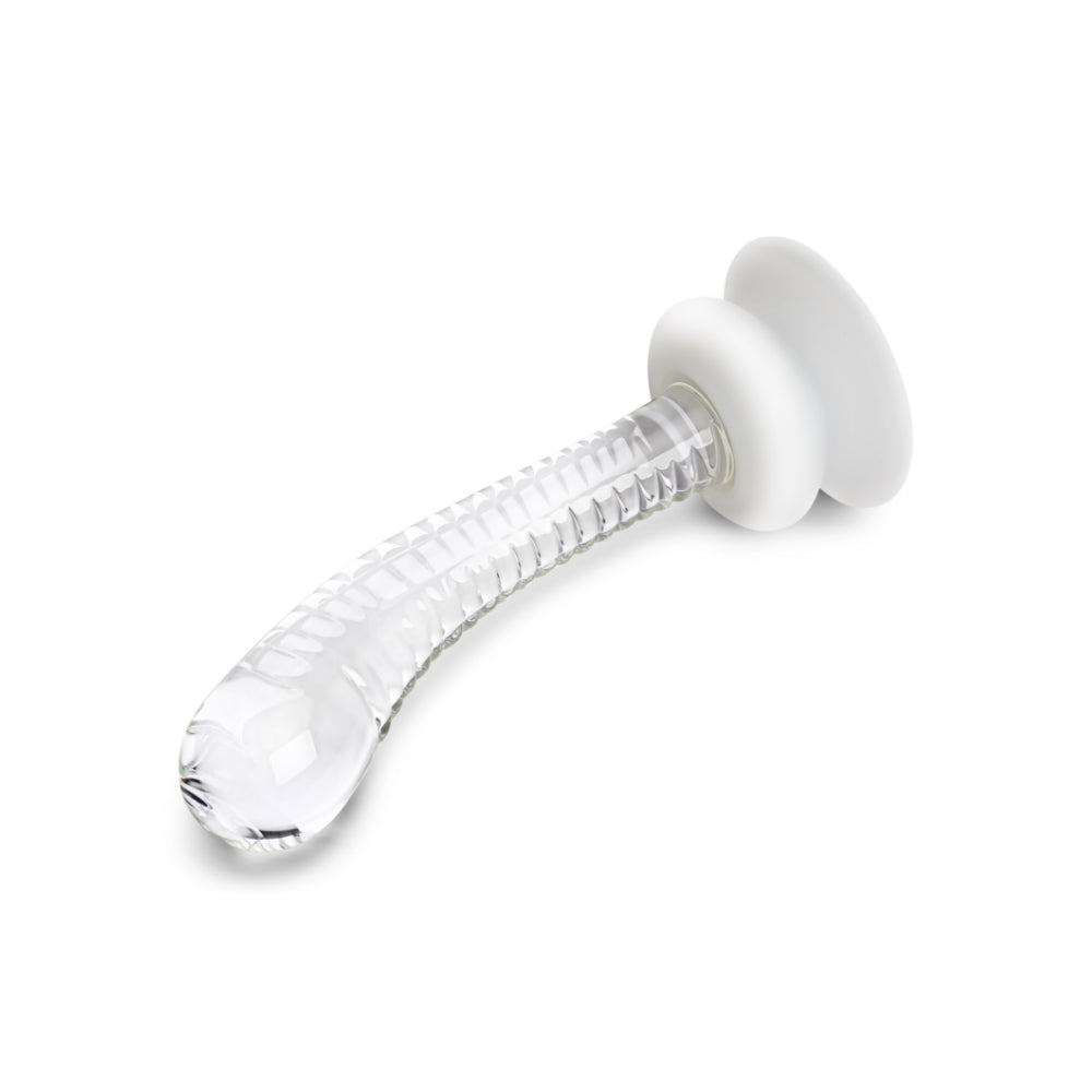 5.75" Ribbed Suction Cup Glass Dildo