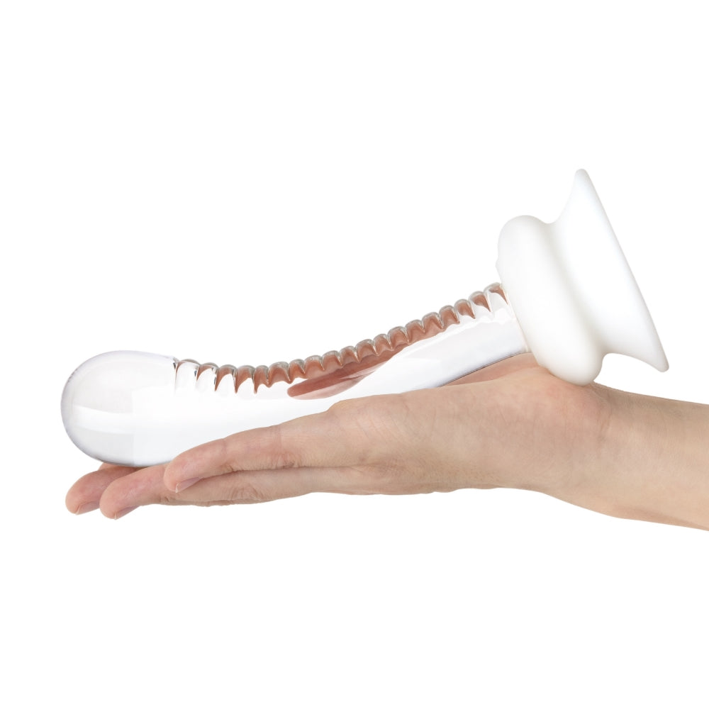 5.75" Ribbed Suction Cup Glass Dildo