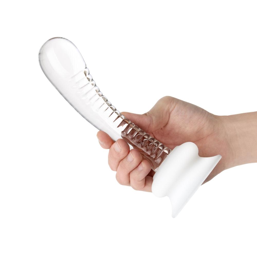 5.75" Ribbed Suction Cup Glass Dildo
