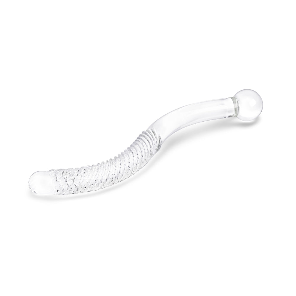 9.5" Dual Ended Ribbed S Curved Glass Dildo