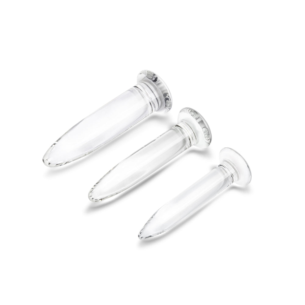 3-Piece Beginners Long Glass Butt Plug Set