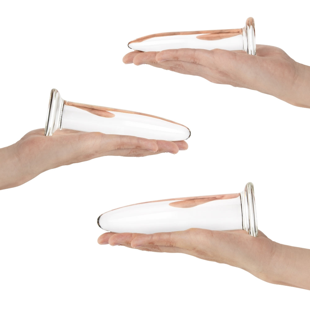 3-Piece Beginners Long Glass Butt Plug Set