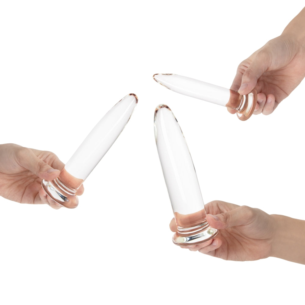 3-Piece Beginners Long Glass Butt Plug Set
