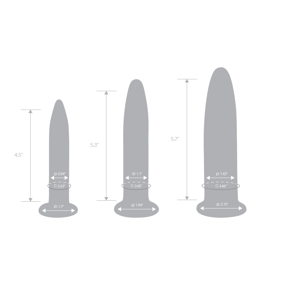 3-Piece Beginners Long Glass Butt Plug Set