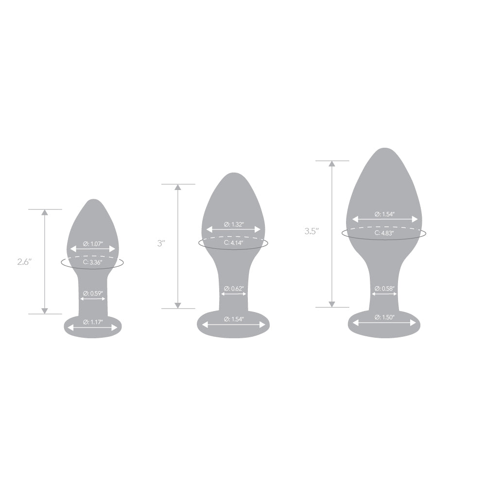 3-Piece Beginner Glass Butt Plug Set