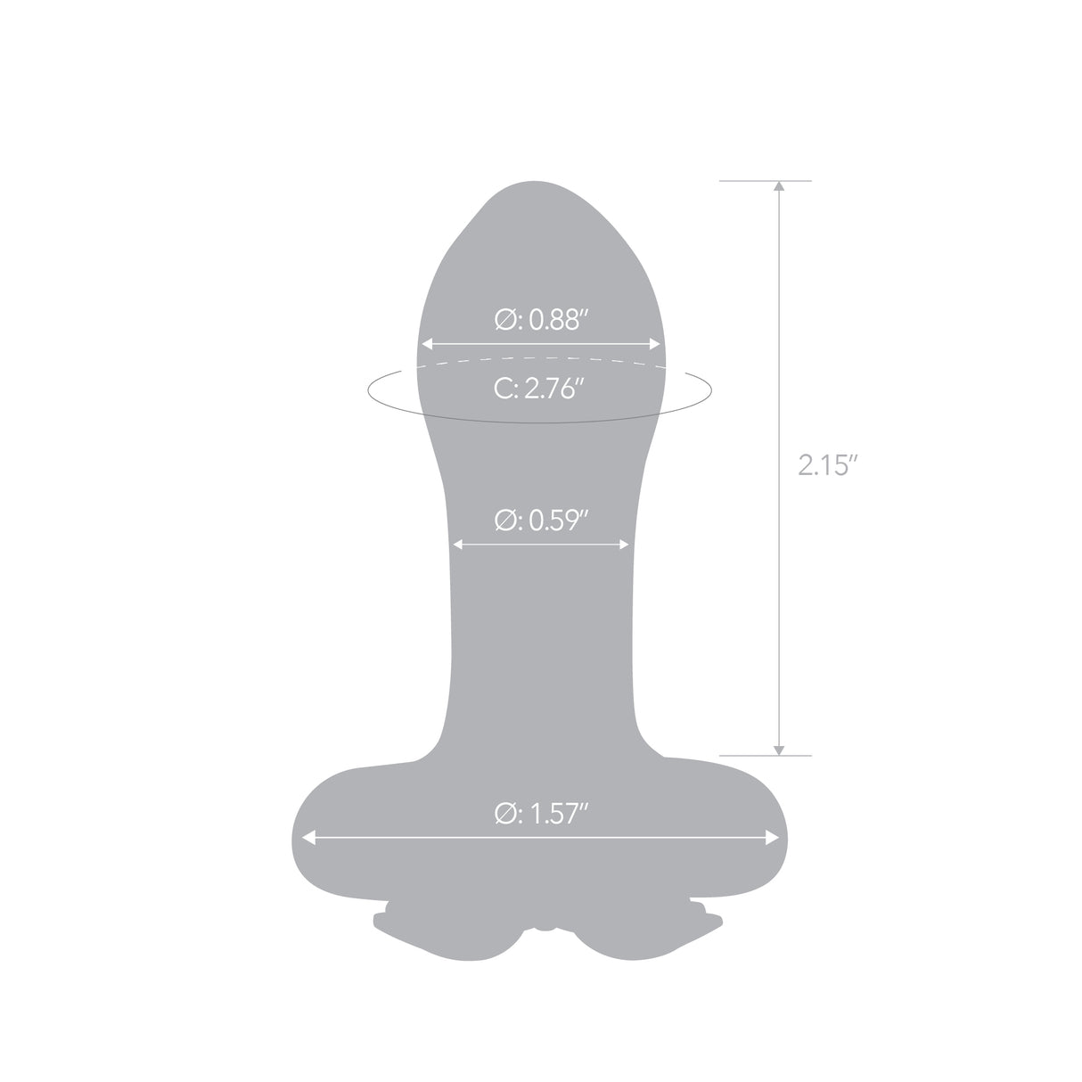 Gray silhouette of a 2.75" Monarch Plug with measurements on a white background