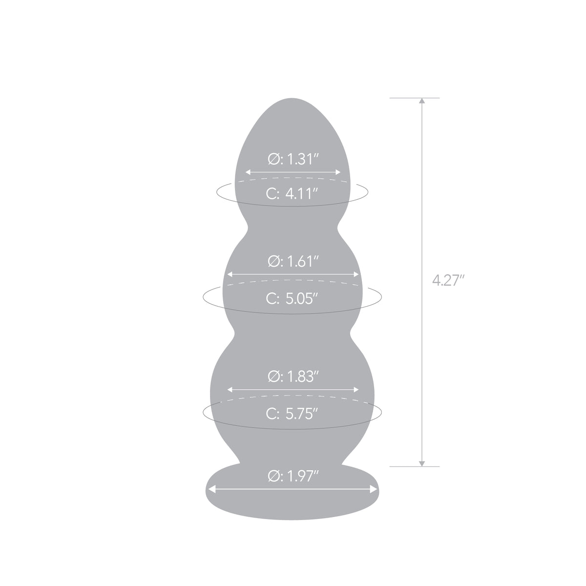 4.25" Triple Glide Beaded Glass Butt Plug