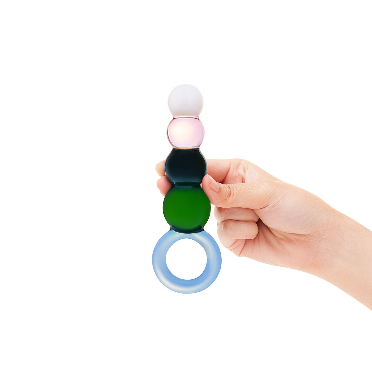 6" Quatro Tease Beaded Glass DIldo