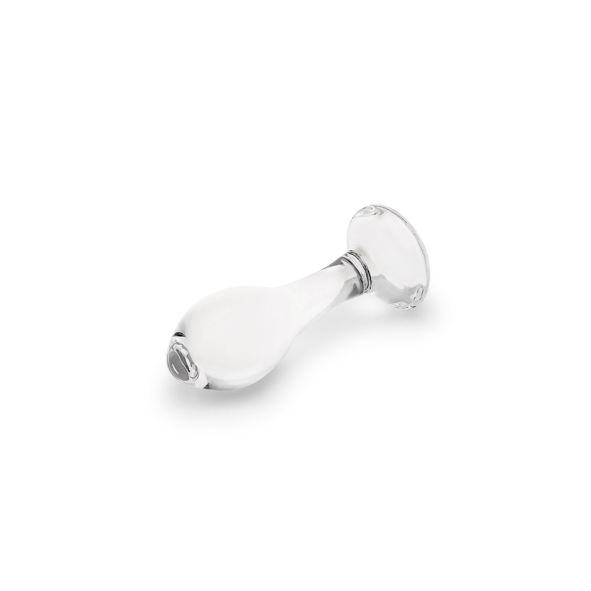 Clear glass anal plug on a white background