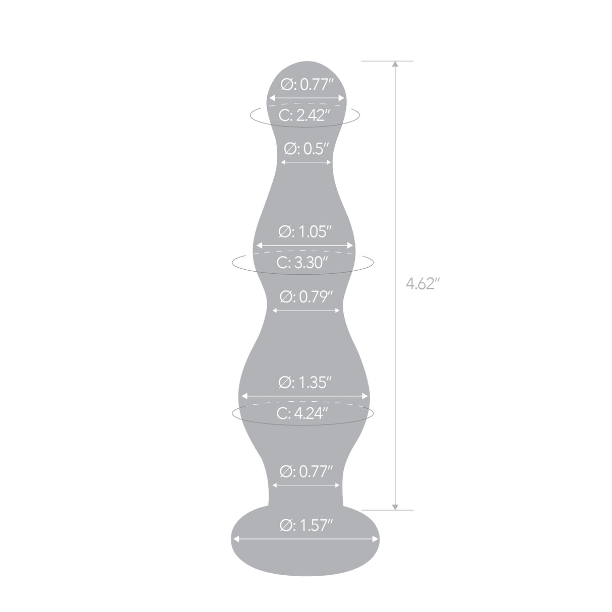 Gray wavy object with measurements on a white background