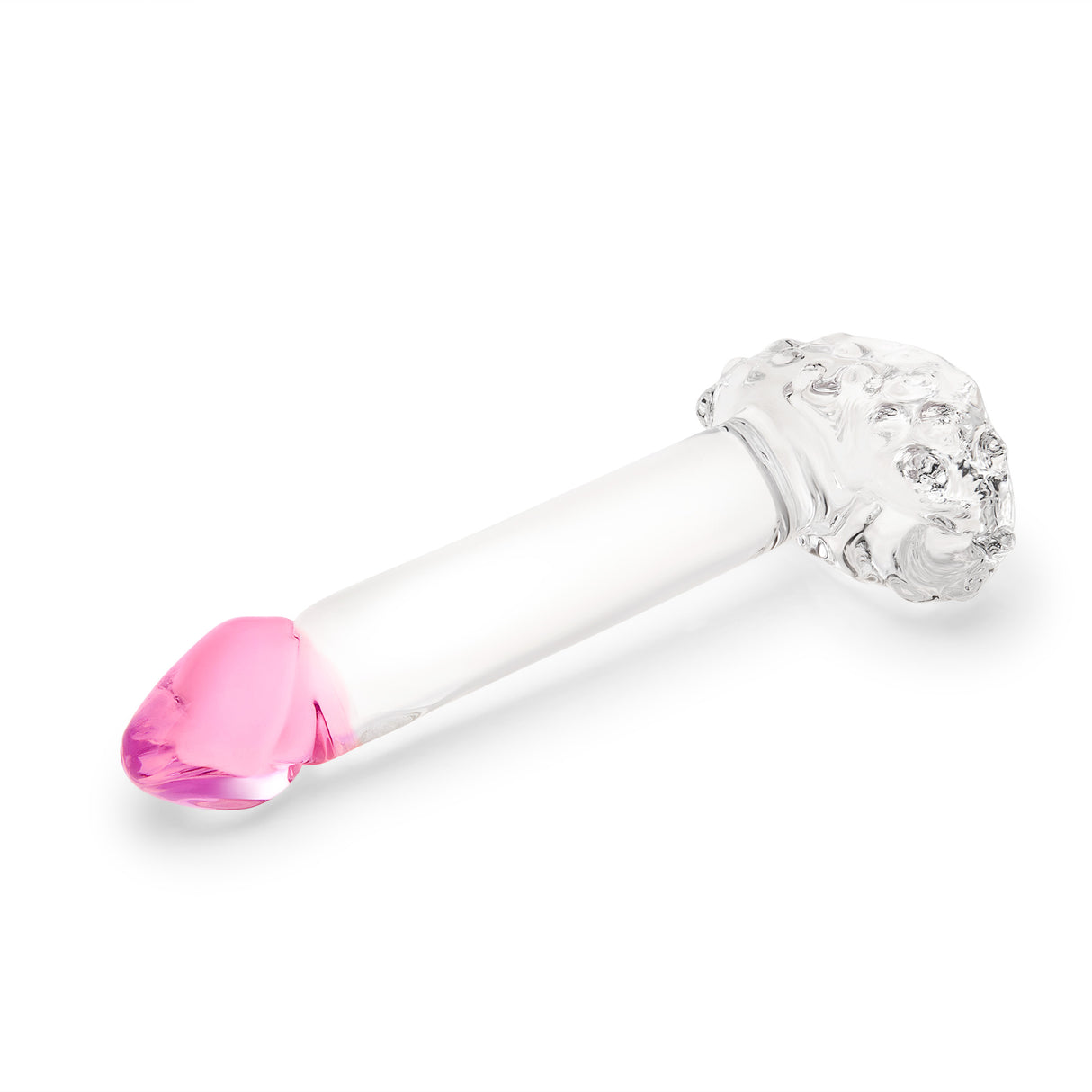 Side profile demonstrating the straight, polished shaft and the realistic rounded shape of the pink tip.